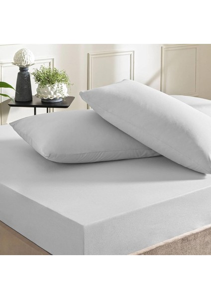 Pamuk Rf Düz Basic Çarşaf Gri Çift Kişilik