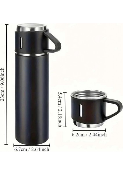 Ieg Termos Seti 3'lü Bardak Seti Isı Dayanıklı Siyah Paslanmaz Çelik Vakumlu fırsatları
