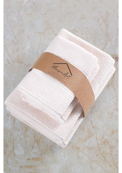 Tekstil | 50X90-70X140 cm 4'lü Havlu SETI,%100 Pamuklu Havlu Takımı Krem