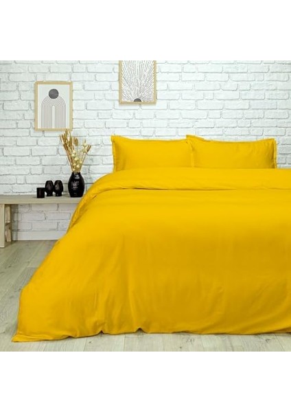 Plain Düz%45 Viscoz%55 Pamuk Nevresim Takımı, Sarı, Çift Kişilik fiyatları