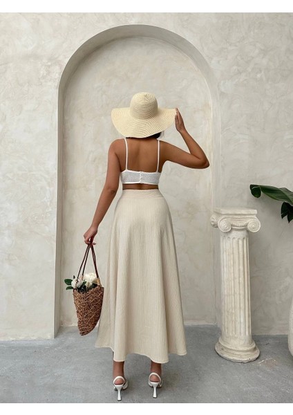 Uzun Astarlı Bej Etek fırsatları