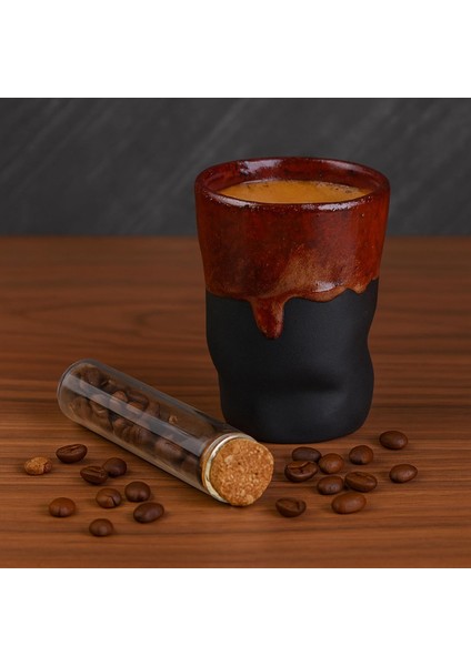 90 ml Seramik Kulpsuz El Yapımı Yamuk Espresso Kahve Fincanı -1 Adet