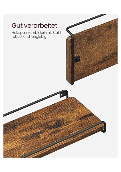 L Şeklinde Köşe Rafları, 2'li Set, Duvar Rafları, Yüzen Raflar, Endüstriyel Tarz, Oturma Odası, Yatak Odası, Mutfak, Yumuşak ve Siyah LLS831B01 fiyatları