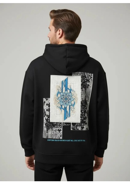 Everything You Do Oversize Hoodie - Şardonlu %100 Pamuk - Siyah fiyatları