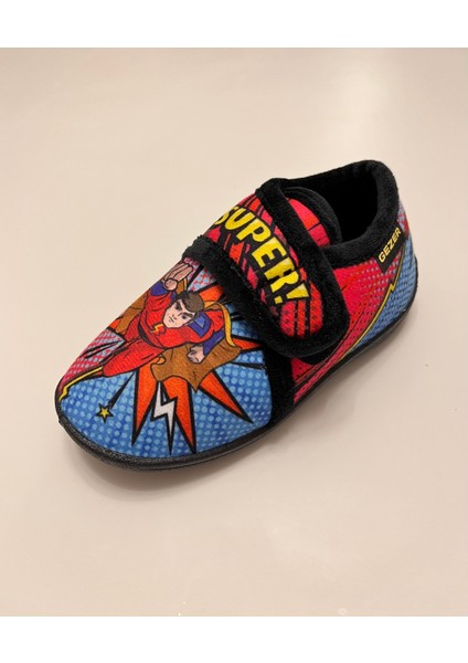 Erkek Çocuk Kışlık Hafif ,yumuşak ve Kaymaz Taban Panduf Ev Kreş Ayakkabısı Süper Man Model fırsatları