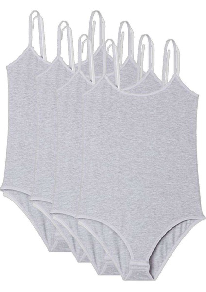 4 Adet Ip Askılı Kadın Çıtçıtlı Body Gri