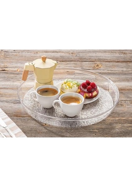 Akrilik Kırılmaz Şeffaf Servis Tepsisi (Yuvarlak) 36X36X5CM - Akrilik Kırılmaz Tepsi fiyatları