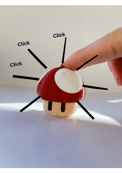 - Mario Mantarı Click Anahtarlık – Nostaljik Fidget Toy, 3D Baskı, Koleksiyonluk Mini Figür