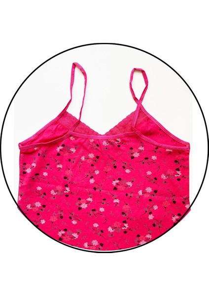 Kadın Askılı Desenli Atlet Dantelli Empirme Pamuklu Penye D3 fiyatları