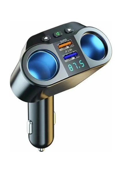 Mp3 Player Çift USB Araç Hızlı Şarj Aleti 2'li Araç Çakmaklık Çoklayıcı Çoğaltıcı Soketi