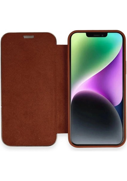 Ieg iPhone 12 Kılıf Dolpin Kapaklı - Kahverengi