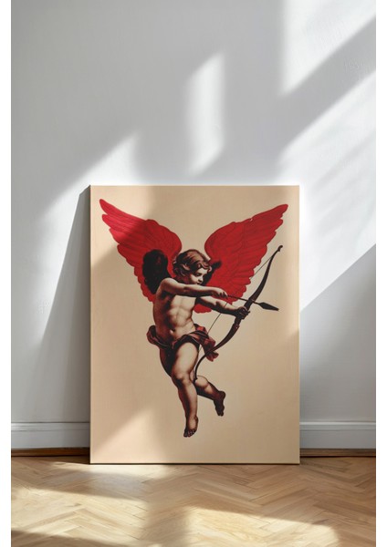 Kırmızı Kanatlı Aşk Tanrısı - Kanvas Tablo - Pop Art Klasik Figür Modern Duvar Dekoru fiyatları