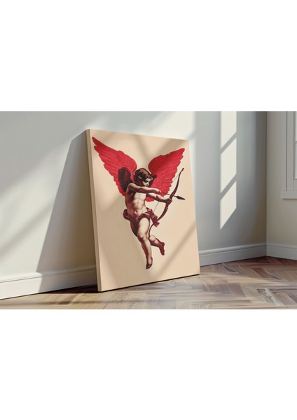Kırmızı Kanatlı Aşk Tanrısı - Kanvas Tablo - Pop Art Klasik Figür Modern Duvar Dekoru fırsatları