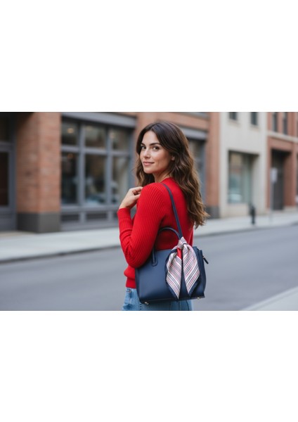 Çizgili Desenli Fular 50 x 50 modelleri