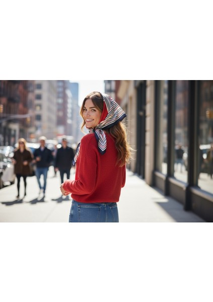 Çizgili Desenli Fular 50 x 50 fırsatları