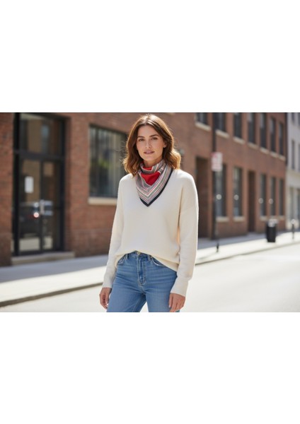 Çizgili Desenli Fular 50 x 50 indirimleri