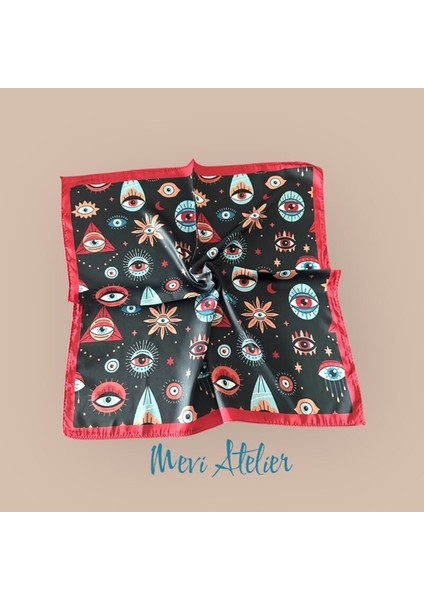 Göz Desenli Çok Renkli Fular 50 x 50