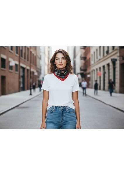 Göz Desenli Çok Renkli Fular 50 x 50 fiyatları