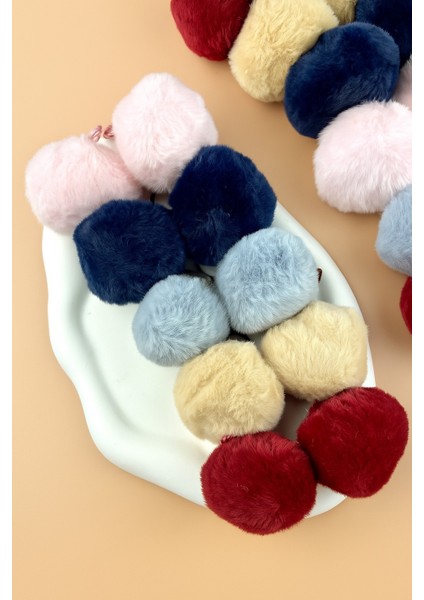 Ponponlu Toka 5 Çift Büyük Boy Lastik Toka