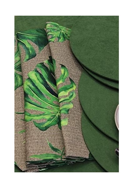 Yaprak Deve Tabanı Desenli Siyah Arka Plan Baskılı Runner Servis 40X150 cm modelleri