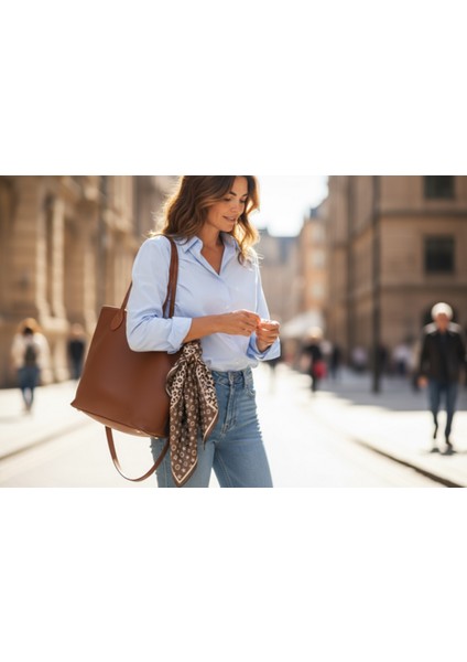 Leopar Desenli Kahverengi Fular 70 x 70 modelleri