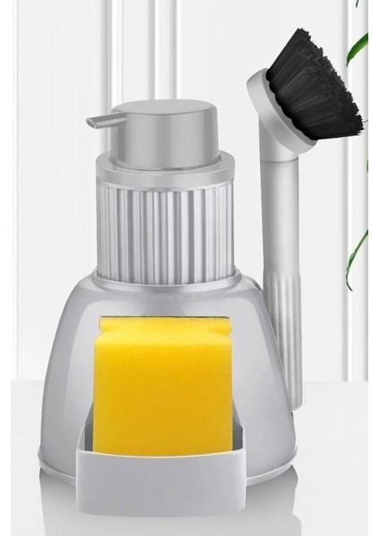 Haus Akrilik Mutfak Seti Sıvı Sabunluk ve Fırça Gri 3358