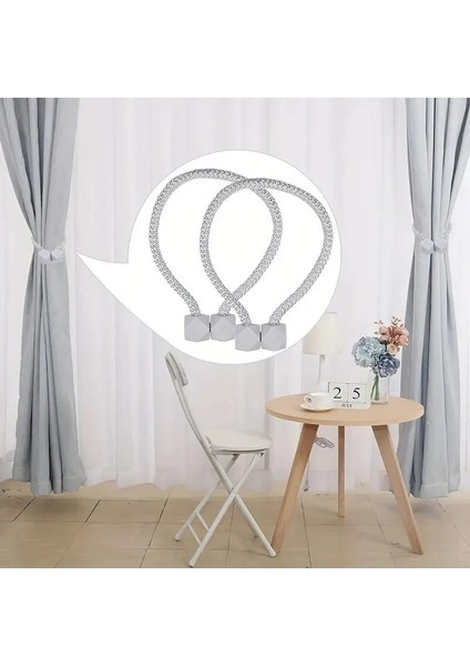 2 Adet Manyetik Klipleri Iç Dekorasyon Kare Model Toplayıcı Toka Tutucu Aksesuarı