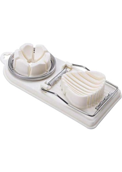 Yumurta Dilimleyici Meyve Kesici, 2'si 1 Arada Paslanmaz Çelik Kesme Telleri Haşlanmış Yumurta, Çilek, Muz ve Kivi Meyvesi Için Kullanılır (Beyaz)