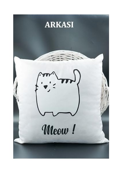 Harfli Kırlent Kılıfı Kadife 43X43 cm Çift Taraflı B Harfi Kedi Desenli Evlilik Teklifi Doğum Günü modelleri