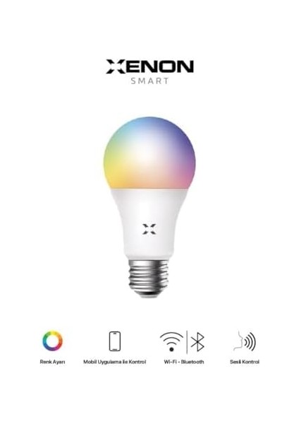 Smart Akıllı Wi-Fi LED Akıllı Rgb Ampul, Mobil Uygulama Denetimli, ve Uyumlu Çok Renkli Lamba (1 Adet) X7021 modelleri