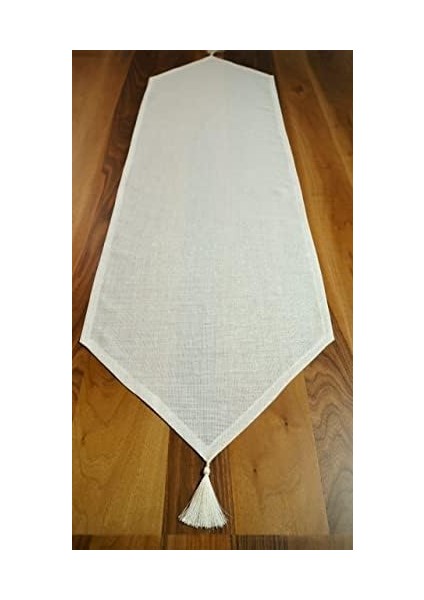 Simli Runner Püsküllü, Kırık Beyaz, 45X150CM fiyatları