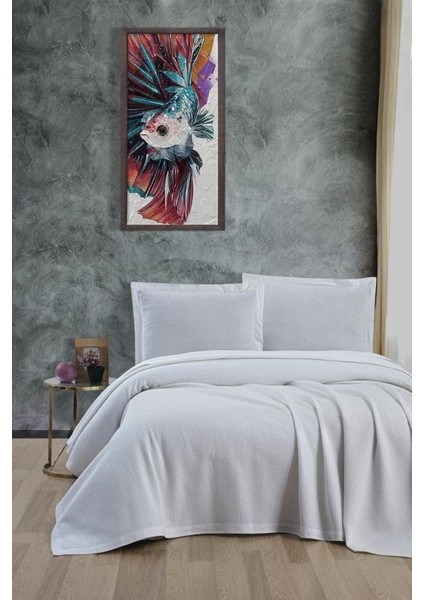 Klimalı PIKE,%100 Pamuk Petekli Pike, Dörtmevsim Pike Çift Kişilik 220X240 Beyaz