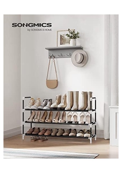 3 Katlı Ayakkabı Rafı, Antre Dolabı Için Ayakkabı Saklama Çözümü, ve Yer Tasarrufu Sağlayan, Metal Çerçeve, Dokuma Olmayan Kumaş Raflar, Siyah LSH053B01 fiyatları