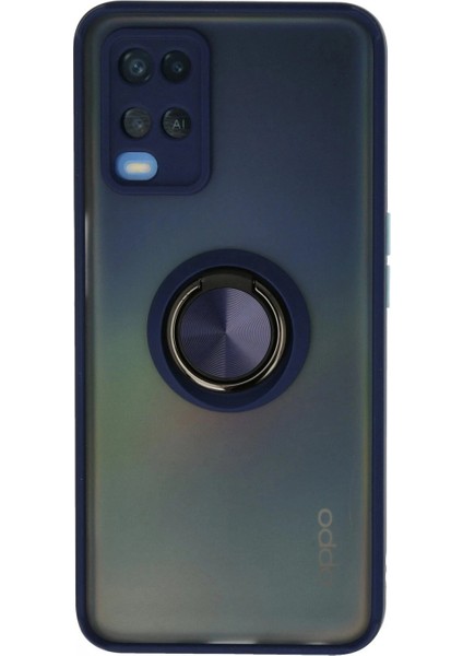 İEG Oppo A54 4G Kılıf Montreal Yüzüklü Silikon Kapak - Lacivert
