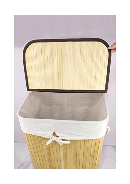 Dikdörtgen Bambu Çamaşır Sepeti CL-6002-01 modelleri