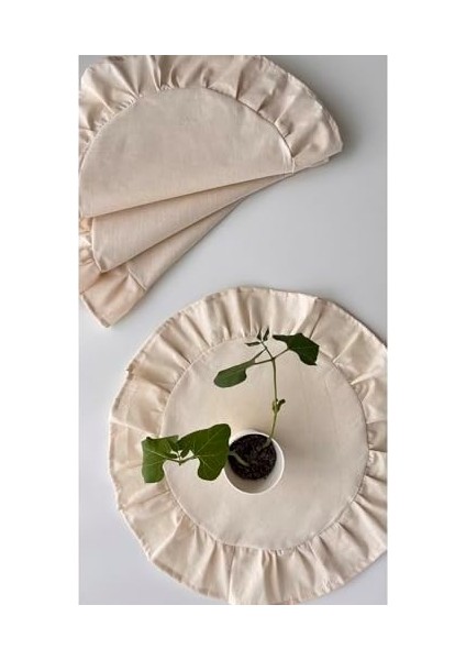 Alamode Ham Fırfırlı Yuvarlak Servisi 4’lü Set 40X40CM fiyatları