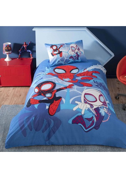 Dh Spidey And Lisanslı Karakter BASKILI%100 Pamuk Nevresim Takımı, Çok Renkli, Tek Kişilik (Nevresim: 160X220 Cm/ Çarşaf: 100X200 cm / 1 Adet Yastık Kılıfı: 50X70 Cm)