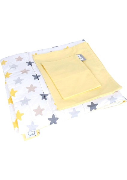 El Yapımı Yıldız Desenli Yorgan Çarşaf ve Yastıklı Üçlü Set