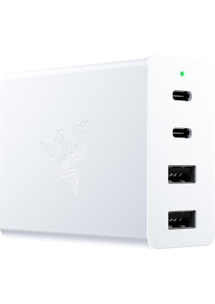 Usb-C Gan Şarj Cihazı - Taşınabilir Hızlı Şarj Cihazı (2x Usb-C, 2x Usb-A, Abd, Ab ve Ingiltere Portlu) Beyaz