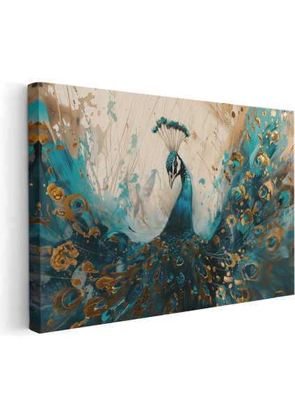 Yatay Kanvas Tablo Gorkemli Tavus Kusu Modern Duvar Tablosu Kanvas Salon Ofis Tablosu