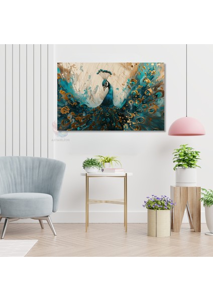 Yatay Kanvas Tablo Gorkemli Tavus Kusu Modern Duvar Tablosu Kanvas Salon Ofis Tablosu modelleri