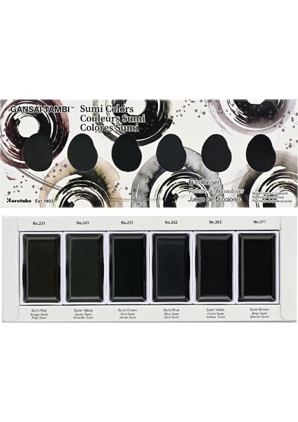 Gansai Tambi Sumı Renkleri, 6 Renk Seti, Seti, Kaligrafi, Illüstrasyonlar, Fırça Yazıları, ve Daha Fazlası Için Ideal, Siyah Sumi Mürekkep Rengi, 'da Üretilmiştir