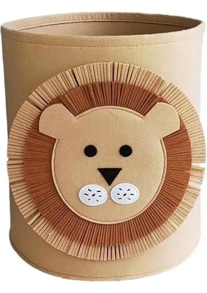 Sepeti Katlanabilir Çocuk Odası Oyuncak Kutusu Keçe Çamaşır Kirli Sepet Oyuncak Eşya Istif Kutusu Çok Amaçlı Kutu (Aslan)