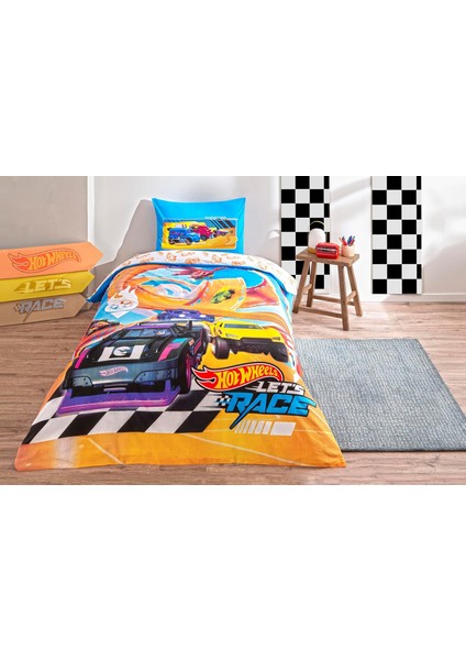 Lisanslı Hot Wheels Let' S Race Tek Kişilik Pamuk Nevresim Takımı