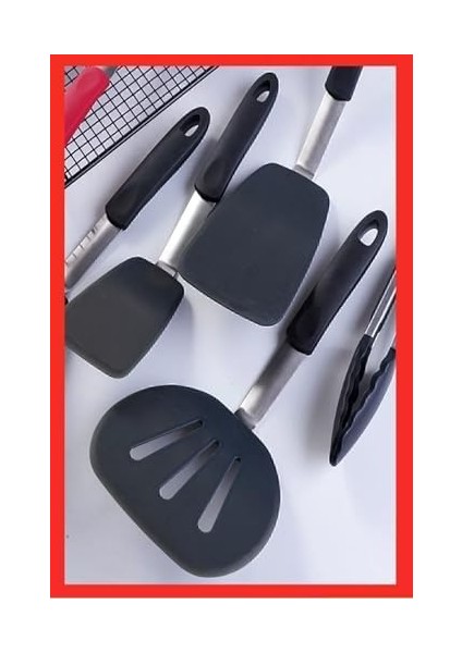 Donatella Dayanıklı Yanmaz Yapışmaz Silikon, Paslanmaz Çelik Spatula Set 5 Prça Siyah fiyatları