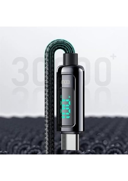 CA-8820 Type-C To Type-C 100W Pd Dijital Ekranli Data-Şarj Kablosu 5A 1.2m, Siyah modelleri