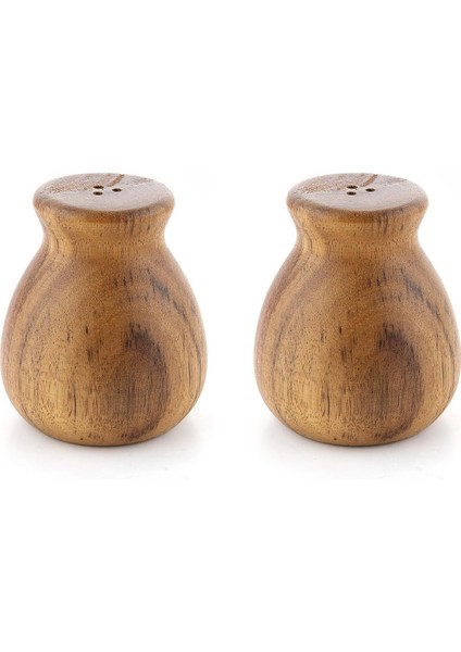 El Yapımı 2'li Bambu ve Akasya Ağacı Tuzluk Karabiberlik Seti – Ahşap, Şık Sofra Sunumu Için Estetik ve Fonksiyonel Tasarım (Akasya Ağacı)