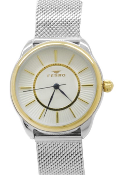 Ferro Gümüş Renk Hasır Kordon Kadın Kol Saati 3 Atm Su Geçirmez TH-F21152C-D