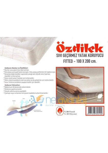 Fıtted 100X200 Sıvı Geçirmez Alez Yatak
