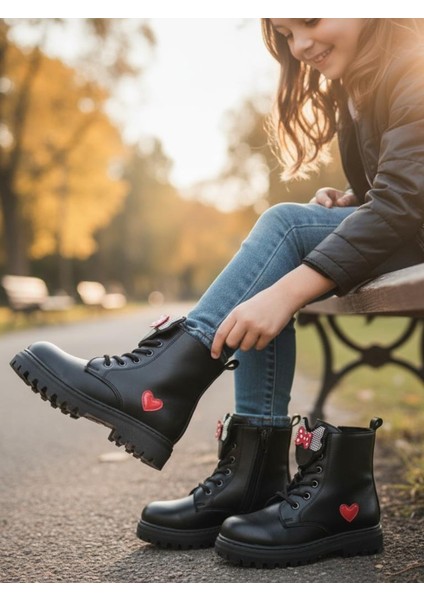 Kız Çocuk Suya Soğuk Havaya Dayanıklı Minnie Figürlü Kışlık Siyah Rugan Bot Ayakkabı modelleri
